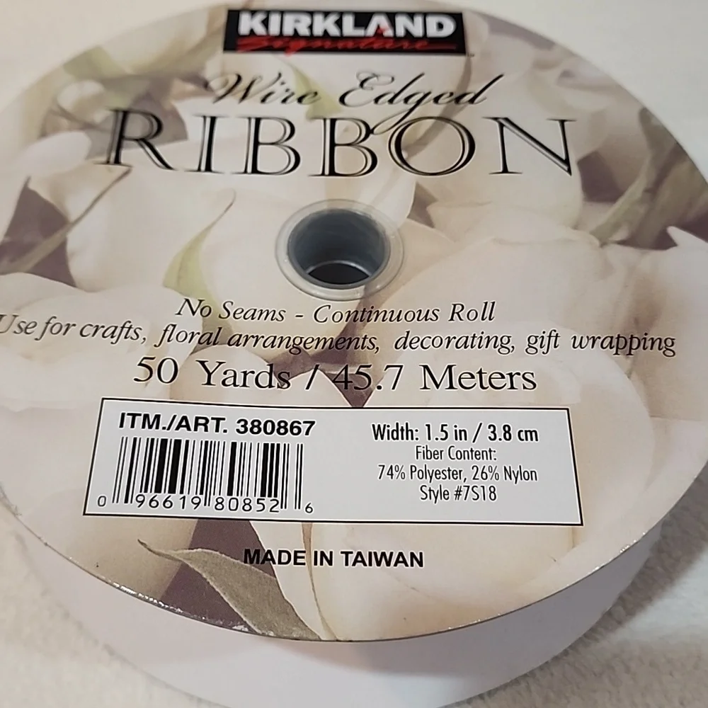 3 Rolls Kirkland Wire-edged Ribbon, 1-1/2
